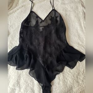 Vtg Sheer Lace Bodysuit Lingerie